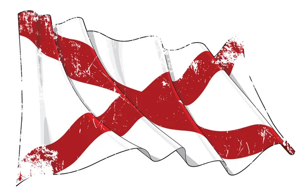 Vector Textured Grunge Illustration Waving Flag State Alabama 요소들은 깔끔하게 — 스톡 벡터