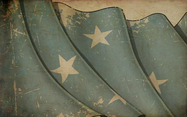 Background Illustration Old Paper Print Waving Flag Micronesia — Stock Photo, Image