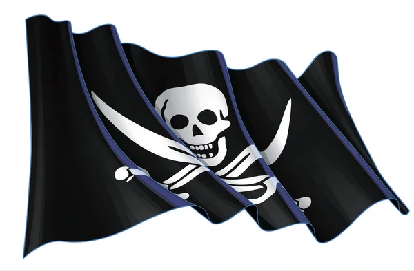 Illustrazione Vettoriale Saluto Jolly Roger Del Pirata Calico Jack Tutti — Vettoriale Stock