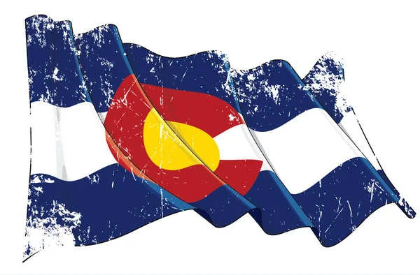 Colorado Eyaleti Nin Dalgalanan Bayrağı Nın Vektör Desenli Grunge Çizimi — Stok Vektör