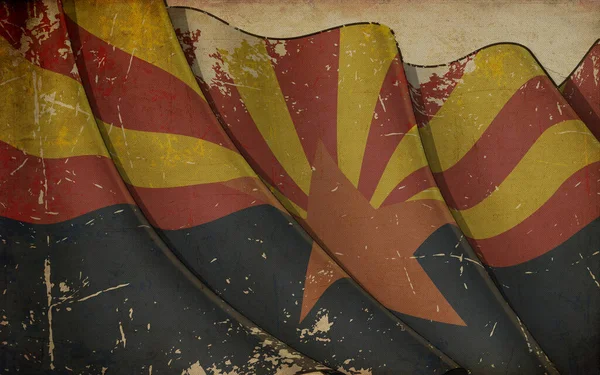 Background Illustration Old Paper Print Waving Flag State Arizona — Stock Photo, Image