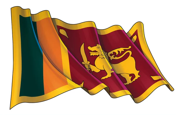 Wektorowa Ilustracja Machającej Flagi Sri Lanki Wszystkie Elementy Starannie Dobrze — Wektor stockowy