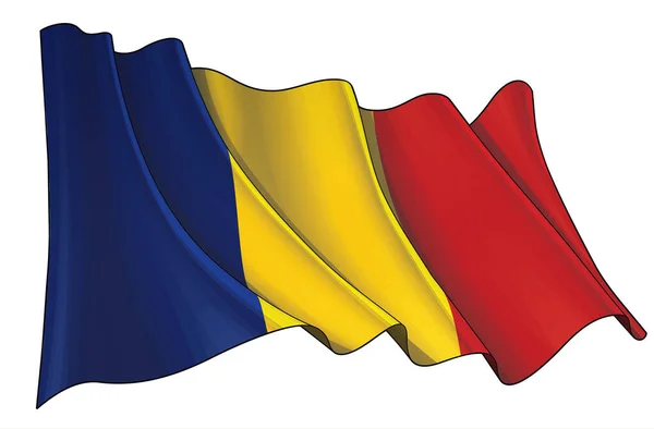 Vektor Illustration Viftande Flagga Tchad Alla Element Prydligt Väldefinierade Skikt — Stock vektor