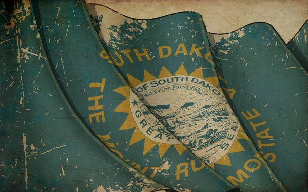 Kontekst Ilustracja Starego Papieru Odciskiem Machającej Flagi Stanu Dakota — Zdjęcie stockowe