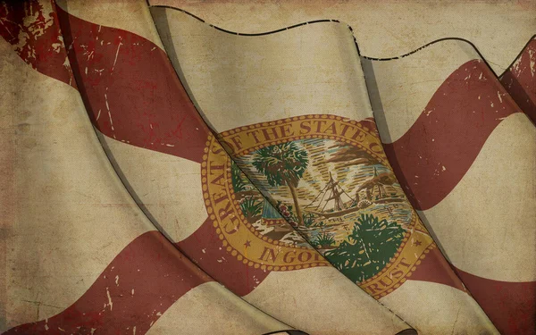 Kontekst Ilustracja Starego Papieru Odciskiem Machającej Flagi Stanu Floryda — Zdjęcie stockowe