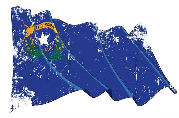 Vector Textured Grunge Illustration Einer Wehenden Flagge Des Staates Nevada — Stockvektor
