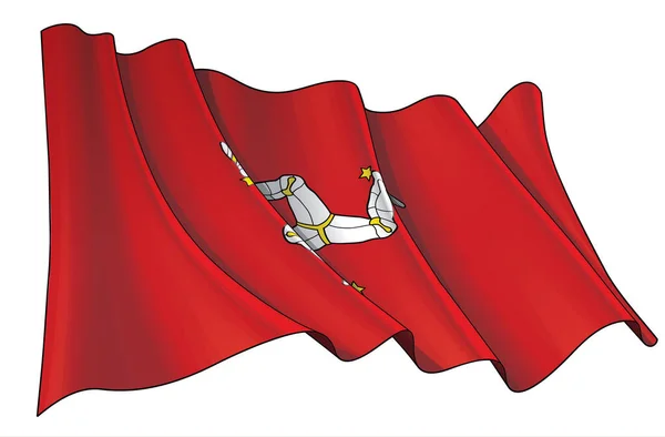 Εικονογράφηση Διανύσματος Κυματιστή Σημαίας Της Νήσου Του Μαν Όλα Στοιχεία — Διανυσματικό Αρχείο