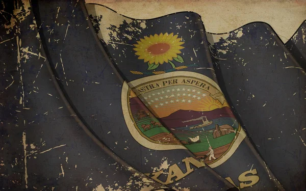 古い紙の印刷物の手を振っている古い紙の背景図 カンザス州の手を振る旗 — ストック写真