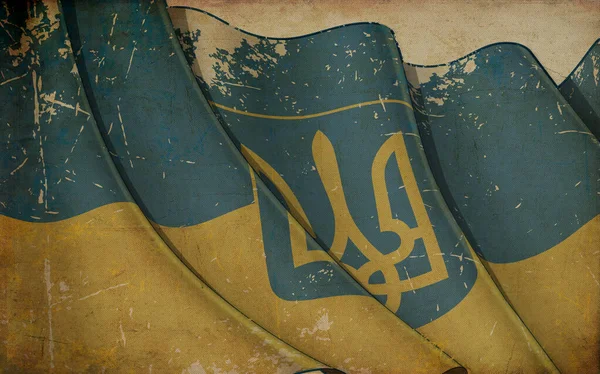 印有挥动乌克兰国旗的旧文件的背景说明 — 图库照片