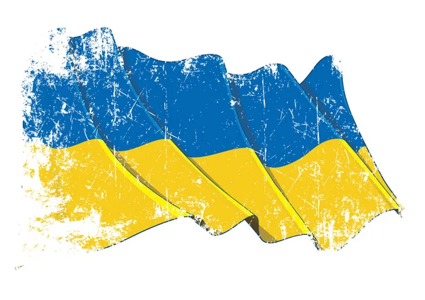 一个刮痕纹理挥动的乌克兰国旗的Grunge矢量说明 关于明确界定的层次和群体的所有要素 — 图库矢量图片