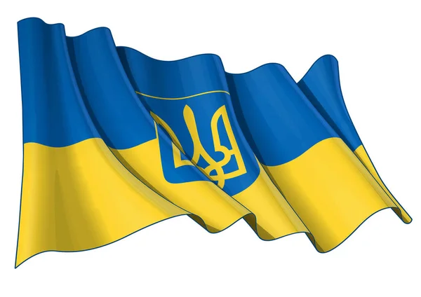 Vektor Illustration Viftande Statsflagga Ukraina Alla Element Väldefinierade Skikt Och — Stock vektor