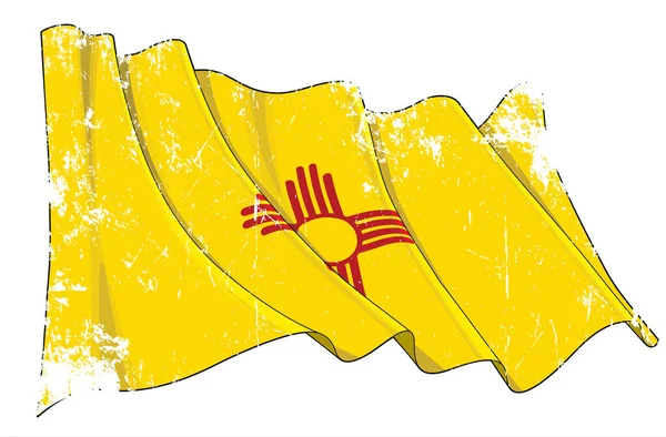 Vector Textured Grunge Illustrations Waving Flag State New Mexico 사이트 — 스톡 벡터