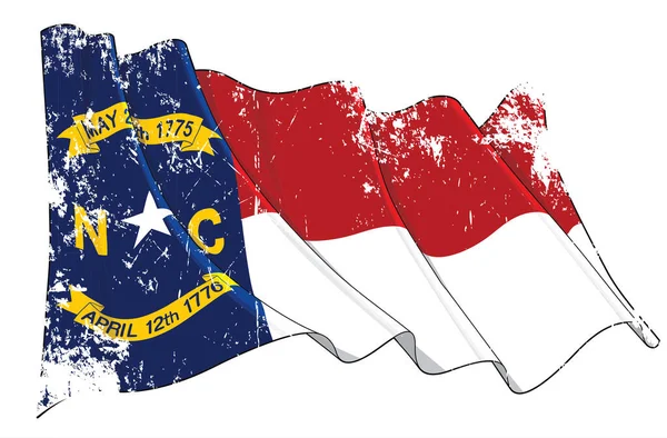 Vector Textured Grunge Illustration Waving Flag State North Carolina All — Stock Vector