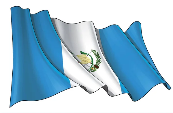 Ilustración Vectorial Una Bandera Ondeante Guatemala Todos Los Elementos Perfectamente — Vector de stock