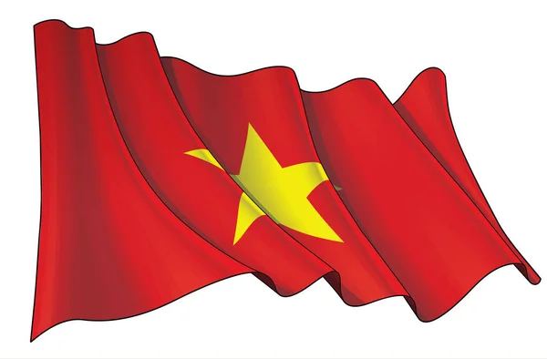 베트남의 깃발을 흔드는 그림이다 요소들은 깔끔하게 정의된 — 스톡 벡터