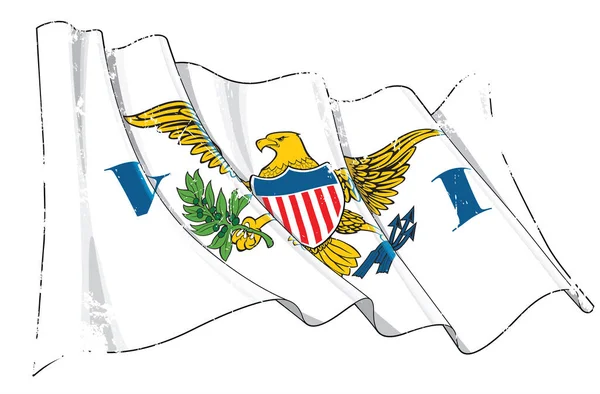 Vector Textured Grunge Ilustração Uma Bandeira Ondulante Das Ilhas Virgens — Vetor de Stock