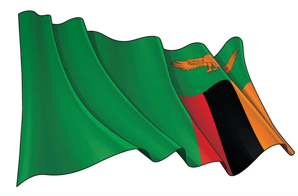Vektorillustration Einer Wehenden Flagge Sambias Alle Elemente Sauber Auf Klar — Stockvektor
