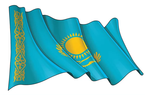 Vector Illustration Waving Flag Kazakhstan All Elements Neatly Well Defined — Stockový vektor