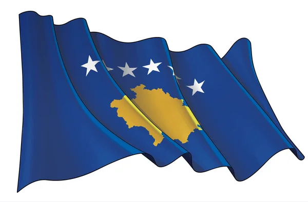 Illustration Vectorielle Drapeau Ondulé Kosovo Tous Les Éléments Soigneusement Sur — Image vectorielle