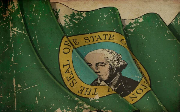 Background Illustration Old Paper Print Waving Flag Washington State — Fotografia de Stock