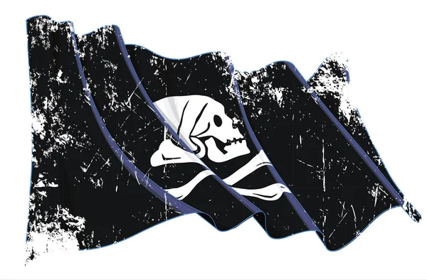 Illustration Vectorielle Texturée Grunge Agitant Jolly Roger Pirate Henry Every — Image vectorielle