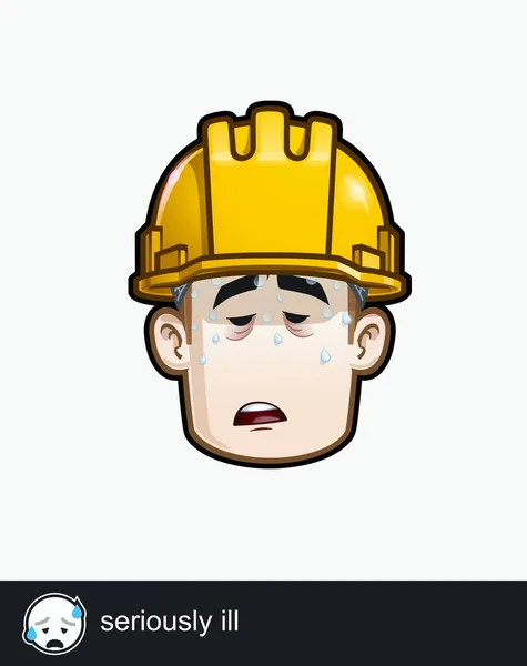 Icon Construction Worker Face Seriously Ill Emotional Expression All Elements — Stockvector