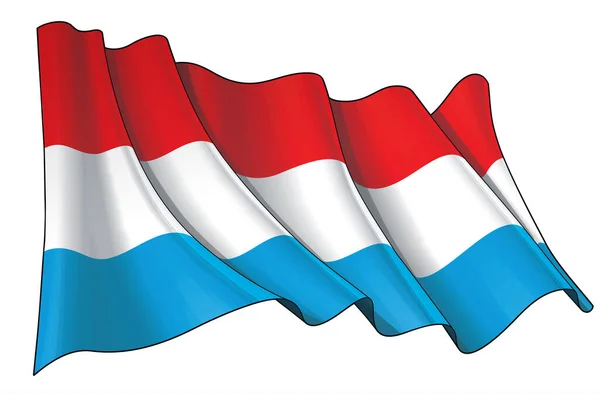 Ilustração Vetorial Uma Bandeira Ondulante Luxemburgo Todos Elementos Ordenadamente Camadas — Vetor de Stock
