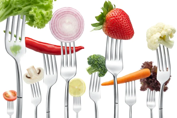 Forks with vegetables — Stock Photo, Image