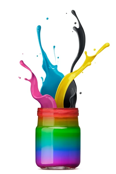 Tinta colorida salpicando — Fotografia de Stock