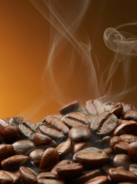 Koffie bonen met rook — Stockfoto
