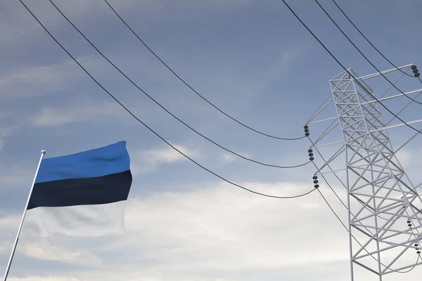 Electricity Consumption Production Countries Flag Estonia Render — Fotografia de Stock