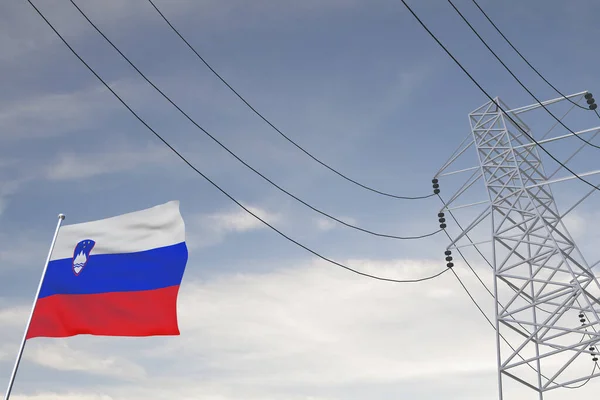 Electricity Consumption Production Countries Flag Slovenia Render — стокове фото