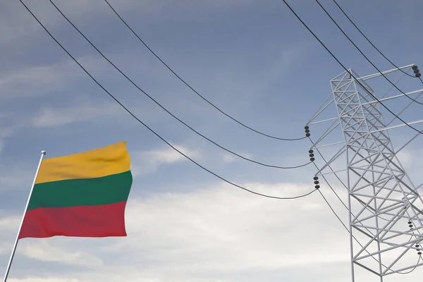 Electricity Consumption Production Countries Flag Lithuania Render — 图库照片