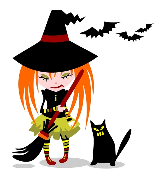 Witch and cat — Stock Photo, Image