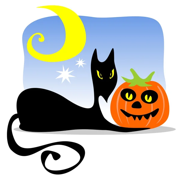호박과 검은 고양이 — 스톡 사진