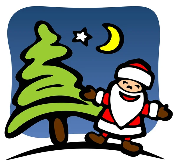 Weihnachtsmann und Weihnachtsbaum — Stockfoto