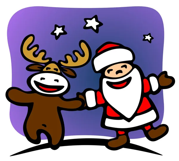 Santa i jelenia — Zdjęcie stockowe