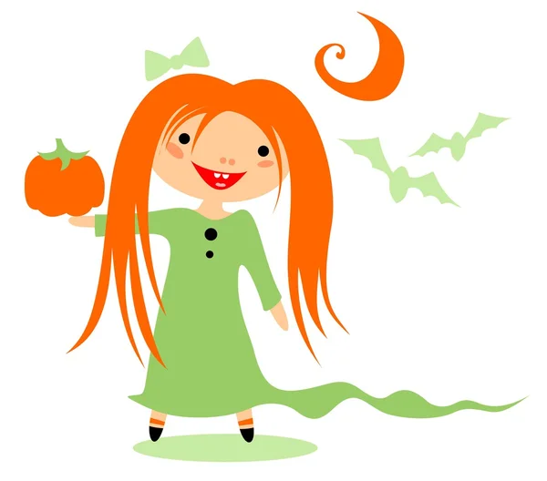 Girl with pumpkin — Stock Photo, Image