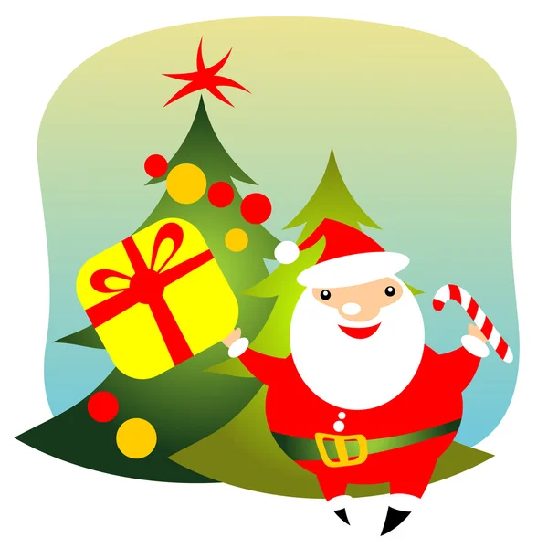 Happy santa with gift — Stock Photo, Image