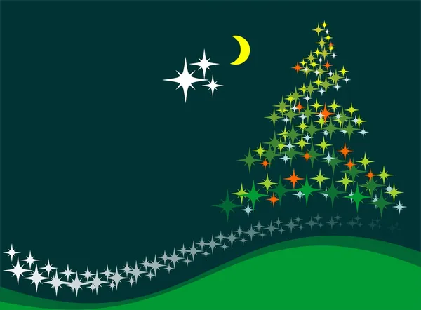 Vánoční strom a měsíc — Stock fotografie