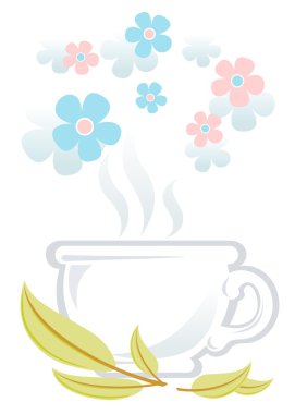 çay Kupası ve çiçekler