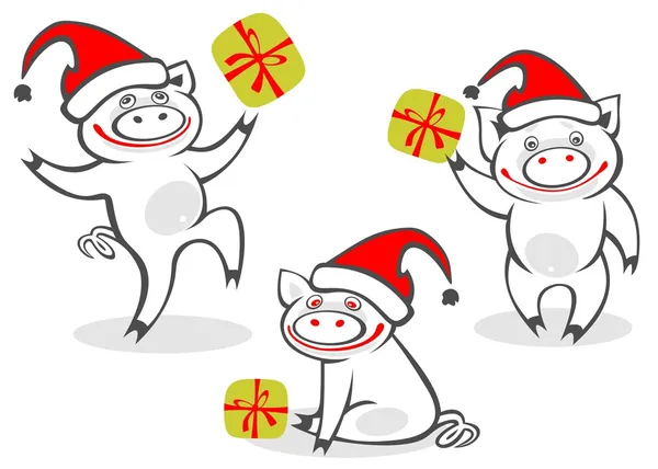 Cartoon christmas piggies — Stock Photo, Image
