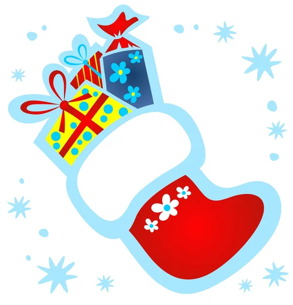 Julstrumpa med gåvor — Stockfoto