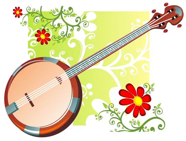 Banjo and flowers pattern — Stock Photo, Image