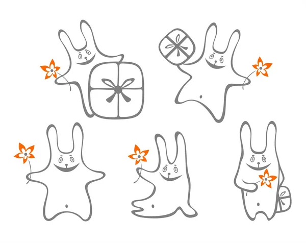 Cinco coelhos felizes — Fotografia de Stock