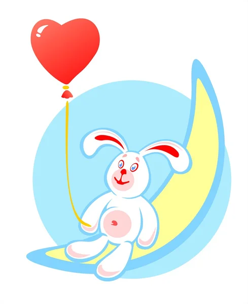 Rabbit and red balloon — Stock Photo, Image