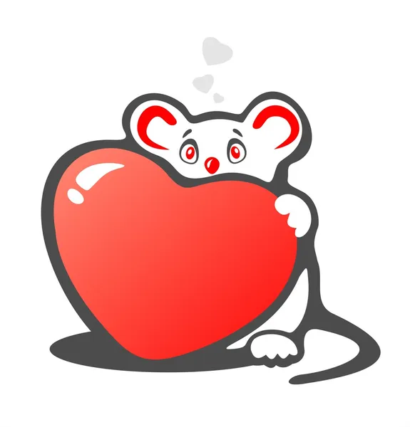 Timid mouse and heart — Stock Photo, Image