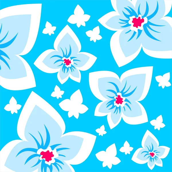 Bleu fleurs ornées fond — Photo