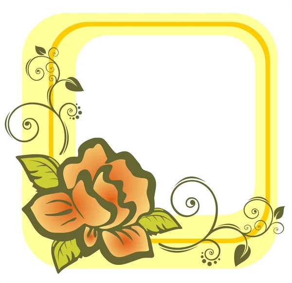 Yellow rose frame — Stock Photo, Image