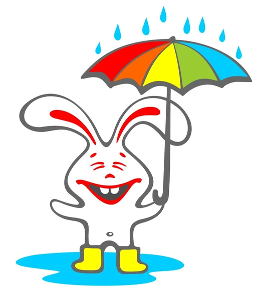 Щасливий кролик з парасолькою — стокове фото